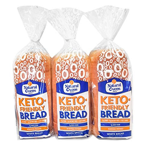 Natural Ovens Bakery Keto-Friendly White Bread 3 Loaves - Zero Net Carbs 40 Calories a Slice