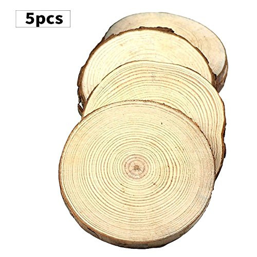 Fuhaieec 5pcs 5.5"-7" Unfinished Natural Wood Slices Circles with Tree Bark Log Discs for DIY Craft Woodburning Christmas Rustic Wedding Ornaments Fuhaieec 5pcs 5.5"-7" Unfinished Natural Wood Slices Circles with Tree Bark Log Discs for DIY Craft Woodburning Christmas Rustic Wedding Ornaments