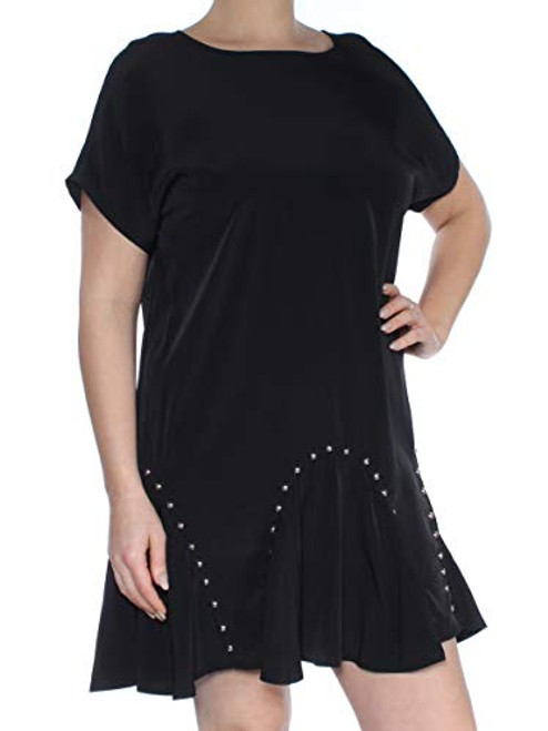 Bar III Womens Studded Mini Flounce Dress Black M