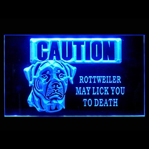 210177 Caution Rottweiler Lick you Care Unique Display LED Light Neon Sign