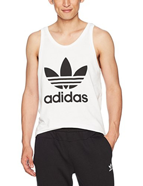adidas Originals Mens Tops Trefoil Tank White Large adidas Originals Mens Tops Trefoil Tank White Large