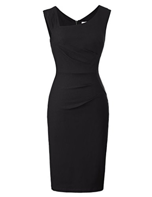 Belle Poque Womens Sleeveless V-Neck Business Formal Slim Pencil Dress Black Size S BP302-1 Belle Poque Womens Sleeveless V-Neck Business Formal Slim Pencil Dress Black Size S BP302-1