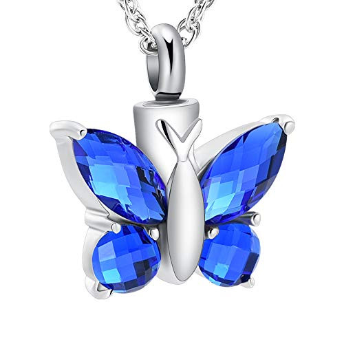 shajwo Cremation Jewelry Butterfly Urn Necklace for Human Pet Ashes Pendants Keepsake Memorial Necklace Locket Holder for Women MenBlue shajwo Cremation Jewelry Butterfly Urn Necklace for Human Pet Ashes Pendants Keepsake Memorial Necklace Locket Holder for Women MenBlue