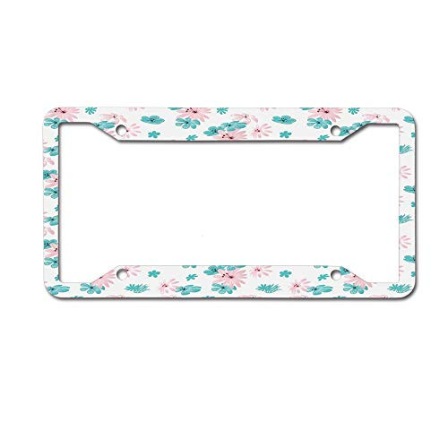 PoppyAnthony Blossoming Petals Romantic Feminine Vintage Spring Garden Illustration Licence Plate Frame Aluminum License Plate Cover for US Canada 4 Hole and Screw
