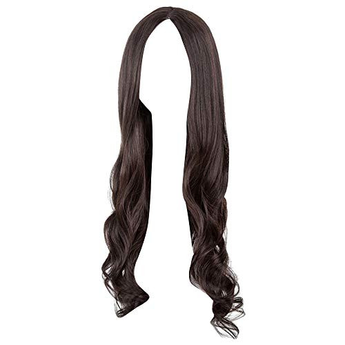 Womens Lace Front Wigs Clearance Ladies Long Curly Human Hair Looking Synthetic Middle Part Wavy Wigs Glueless Heat Resistant Fiber Hair  Brown