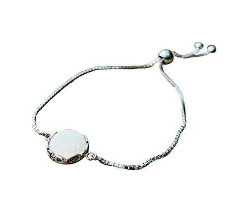 Recycled Vintage White 1960s Cold Cream Jar Glass and Sterling Silver Botanical Series Adjustable Slider Bracelet Recycled Vintage White 1960s Cold Cream Jar Glass and Sterling Silver Botanical Series Adjustable Slider Bracelet