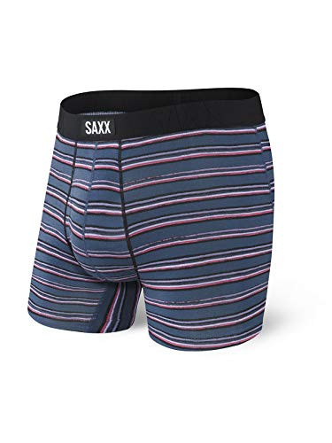 SAXX Mens Underwear  UNDERCOVER Boxer Briefs with Built-In BallPark Pouch SupportNavy Brush StripeSmall