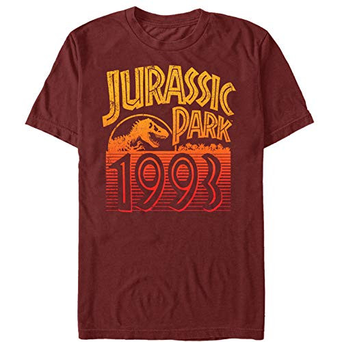 Mens Jurassic Park Retro 1993 T-Shirt - Cardinal - X Large