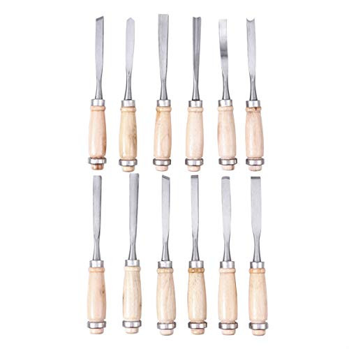 ULTECHNOVO Wood Carving Hand Chisel Tool Set Professional Woodworking Gouges with Pouch Wooden Carving Cutter Woodworking Tools for Pendant Crafts Ornaments 12pcs