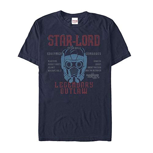 Mens Marvel Guardians of The Galaxy Vol. 2 Star-Lord List T-Shirt - Navy Blue - Small