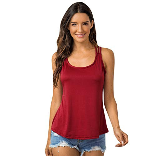 FONMA Women Bandages Sleeveless Vest Tops High Low Tank Top Notes Strappy Tank Tops Wine FONMA Women Bandages Sleeveless Vest Tops High Low Tank Top Notes Strappy Tank Tops Wine
