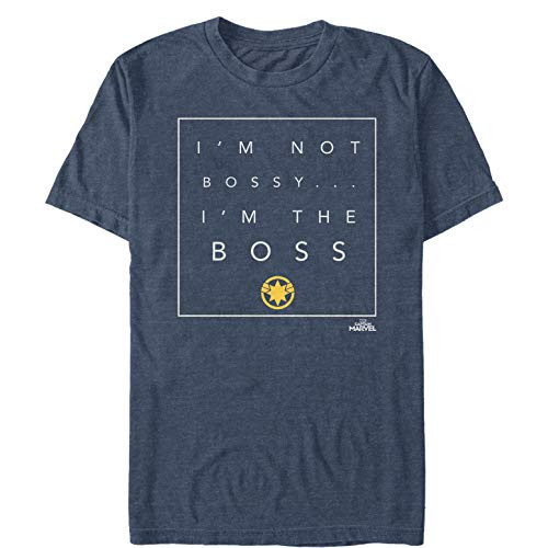 Marvel Mens Captain Im The Boss T-Shirt - Navy Blue Heather - X Large