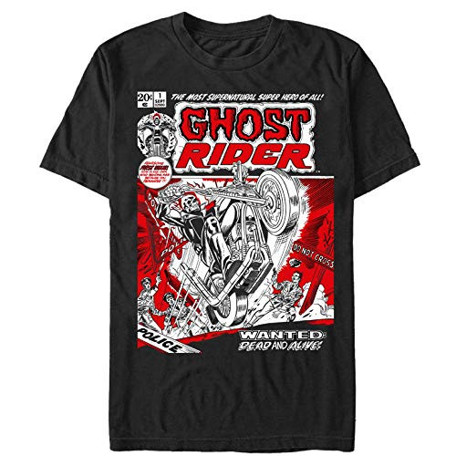 Mens Marvel Ghost Rider Comic Book Cover Print T-Shirt - Black - X Large