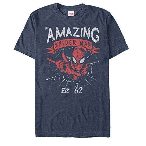 Mens Marvel Spider-Man Est 62 T-Shirt - Navy Blue Heather - X Large