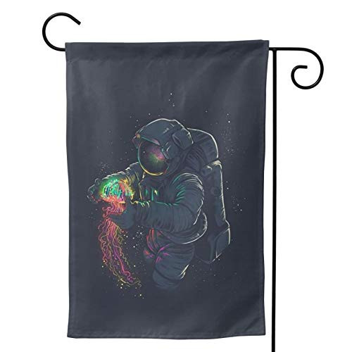 Outdoor Garden Flag Yard Flag Decor Astronaut House Lawn Banner Double Sided Home Wall Decoration 28 inch X40 inch