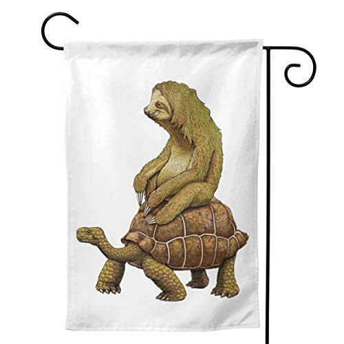 Outdoor Garden Flag Yard Flag Decor Sloth and Turtles House Lawn Banner Double Sided Home Wall Decoration 28 inch X40 inch