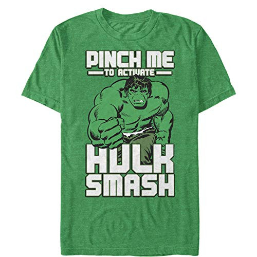 Marvel Mens St. Patricks Day Hulk Smash T-Shirt - Kelly Heather - X Large