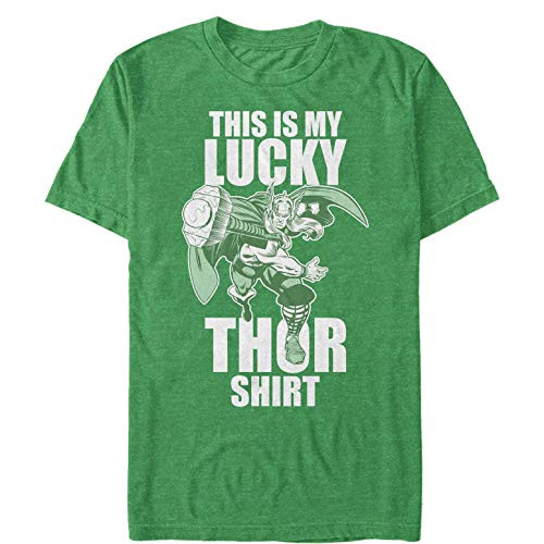 Marvel Mens St. Patricks Day Thor Lucky T-Shirt - Kelly Heather - X Large