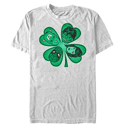 Marvel Mens St. Patricks Day Hero Four-Leaf Clover T-Shirt - White - X Large