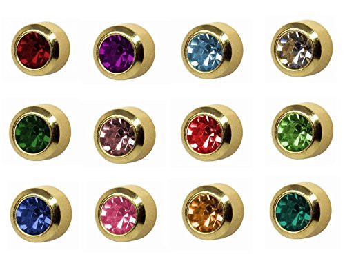 12 Pairs Studex Birthstones Mini 2mm Gold Plated Bezel Setting Ear Piercing Stud Earrings 12 Pairs Studex Birthstones Mini 2mm Gold Plated Bezel Setting Ear Piercing Stud Earrings
