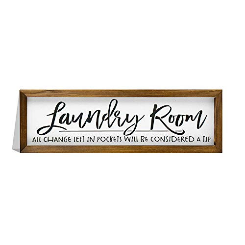 McC538arthy 6 inch x20 inch  Rustic Wood Framed Modern Farmhouse Wall Hanging Art Laundry Room All Change Left in Pockets Will Be Considered A Tip Laundry Room Sign Fixerupper Decor Modern Farmhouse Style