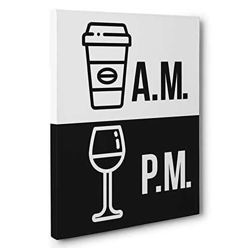 Coffee AM Wine PM Canvas Wall Art