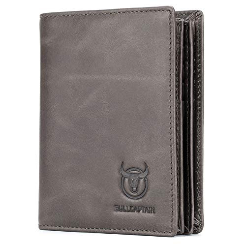 Bullcaptain Large Capacity Genuine Leather Bifold Wallet Credit Card Holder for Men with 15 Card Slots QB-027  Light Brown