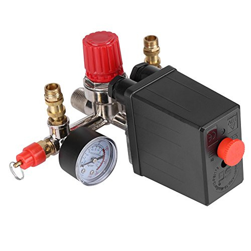 Air Compressor Pressure Switch Gauge Double Safety Valve Pressure Control with 120 psi Pressure Regulator