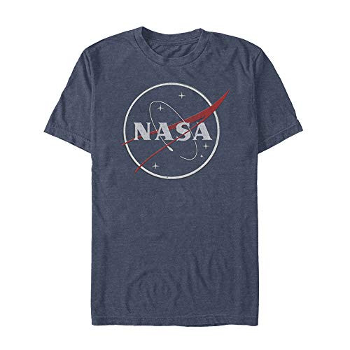 Fifth Sun Mens NASA Sleek Glitter Logo T-Shirt - Navy Blue Heather - Medium