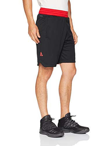 adidas Mens Basketball Accelerate 3 Stripes Short Black Scarlet Medium