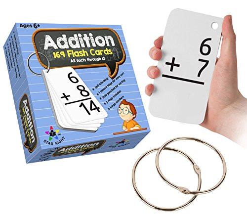 Star Right Addition Flash Cards, 0-12 (All Facts, 169 Cards) With 2 Rings