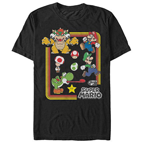 Mens Nintendo Super Mario Rainbow Frame T-Shirt - Black - X Large