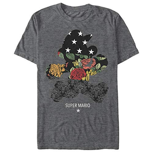 Mens Nintendo Mario Ornate Pattern T-Shirt - Charcoal Heather - X Large