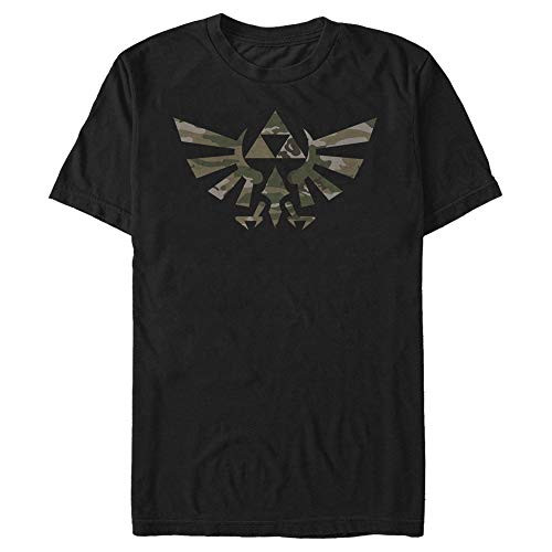Mens Nintendo Legend of Zelda Triforce Camouflage Print T-Shirt - Black - X Large