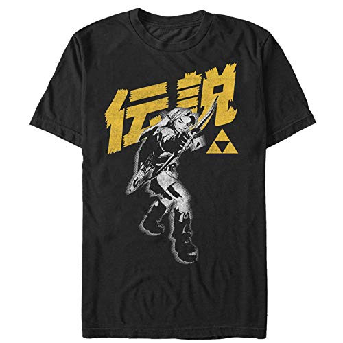 Mens Nintendo Legend of Zelda Link Kanji Characters T-Shirt - Black - X Large