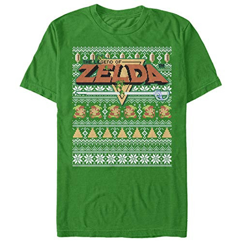 Mens Nintendo Ugly Christmas Legend of Zelda T-Shirt - Kelly Green - X Large