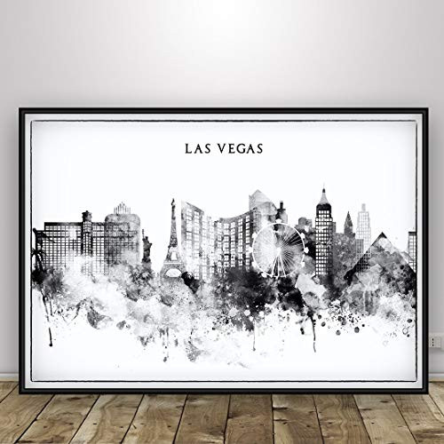 Las Vegas City Black and White Skyline Print Las Vegas Artwork Decor Nevada Cityscape Silhouette Poster Las Vegas Wall Hanging Decoration City Poster Unframed print