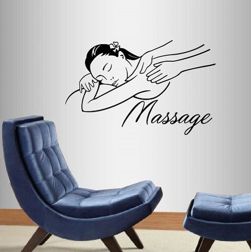 Wall Vinyl Decal Home Decor Art Sticker Massage Word Spa Salon Therapy Girl Woman Health Body Care People Relax Room Removable Stylish Mural Unique Design