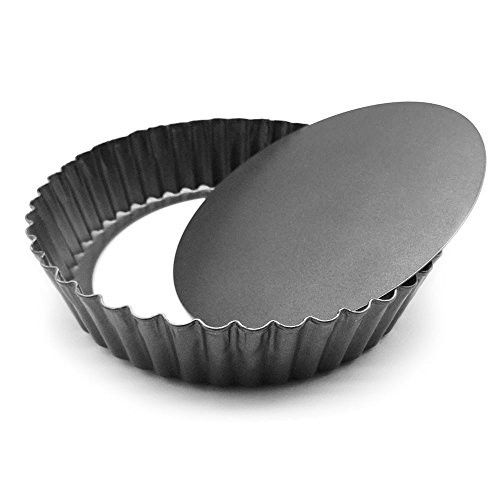 HOMOW Nonstick Heavy Duty Tart Pan With Removable Bottom, Removable Loose Bottom Quiche Pans, Pie Pan (9.5" X 2")