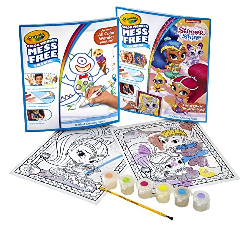 Crayola Color Wonder Shimmer & Shine Coloring Book, Mess Free Paint, Gift for Girls