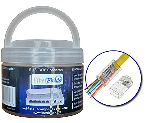 Internet network Connector (50pieces RJ45 CAT6 end-pass-through one piece Ethernet Modular Plug)