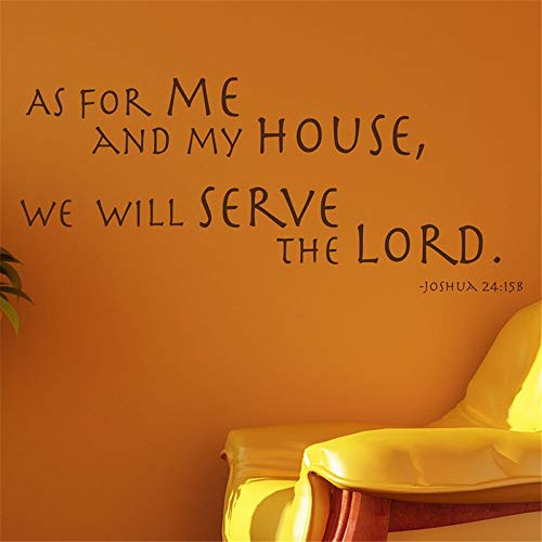 Lisair Vinyl Removable Wall Stickers Mural Decal Art As for me and My House we Will Serve The Lord Bible Verse Christian