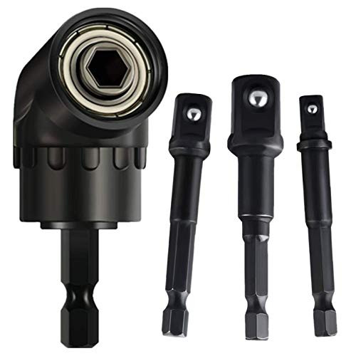 Impact Grade Driver Sockets Adapter Extension Set Drill Bit plus Right Angle Drill3Pcs 1 4 3 8 1 2 inch  Universal Socket Adapter Set105 Degree Right Angle Screwdriver set Drill Hex Bit Socket Adapter