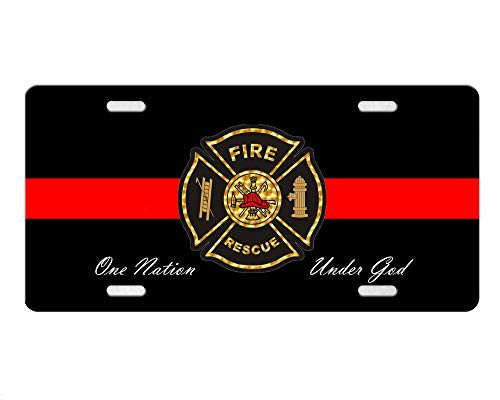 Public Safety Series Firefighter License Plate Personalized Thin Red Line