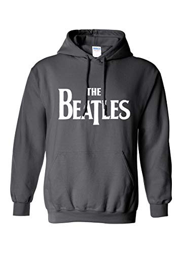 The Beatles Hoodie Official Classic Rock Band Logo Sweatshirt Charcoal