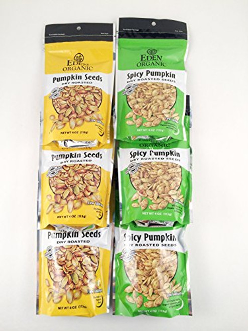 Eden Organic Dry Roasted Pumpkin Seed Sampler - Six 4 Oz. Pouches Eden Organic Dry Roasted Pumpkin Seed Sampler - Six 4 Oz. Pouches