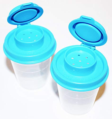 Tupperware Salt and Pepper Mini Shakers 2 Ounce Midgets Taffy Blue