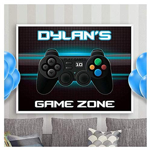 Large Video Game Controller Happy Birthday Banner Size 24x18 36x24 48x24 and 48x36 Personalized Game Zone Birthday Party Banner Wall Decorations Party Photo Backdrop Handmade Supply Poster Print