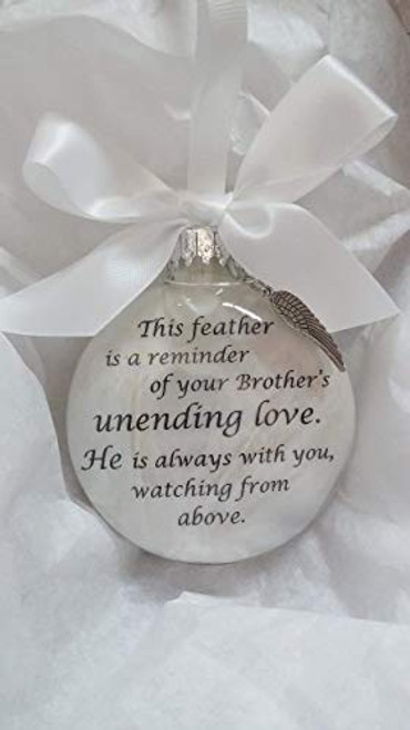 Memorial Christmas Ornament Brothers Unending Love Sympathy Gift with Feather Angel Wing Charm Memorial Christmas Ornament Brothers Unending Love Sympathy Gift with Feather Angel Wing Charm