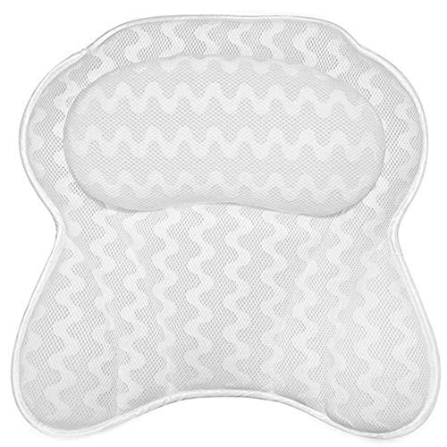 Bathtub Pillow Ergonomic Bath Pillows for Tub Neck and Back Support Luxury Bath Tub Pillow Rest 3D Air Mesh Breathable Bath Accessories for Women  and  Men Fits All Bathtub Hot Tub Jacuzzi and Home Spa
